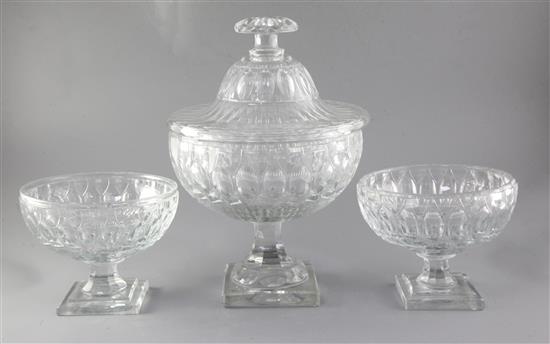 A Baccarat covered glass pedestal punch bowl, height 35cm and 15.5cm